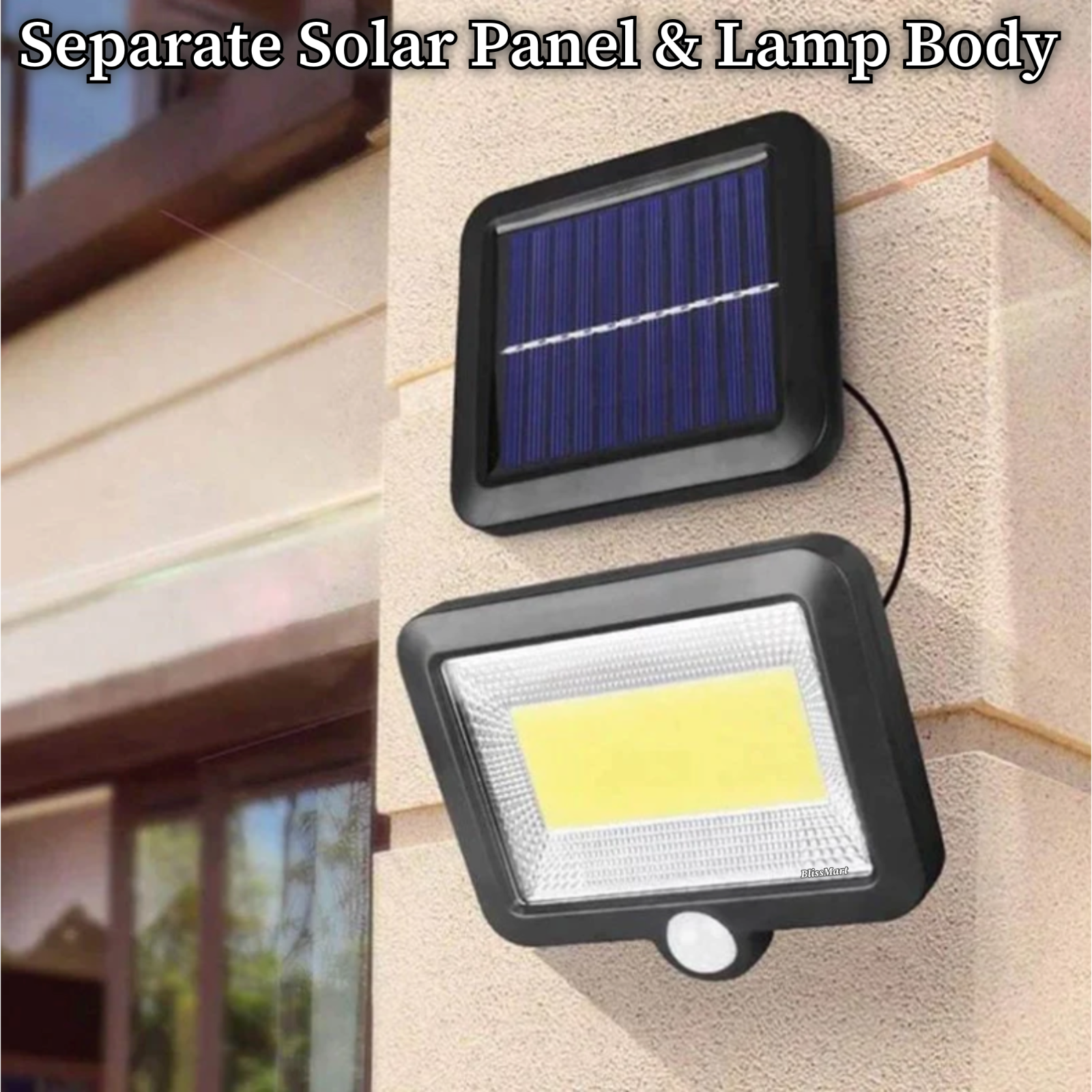 LED Solar Power PIR Motion Sensor Wall Light Outdoor Garden Security Street Lamp