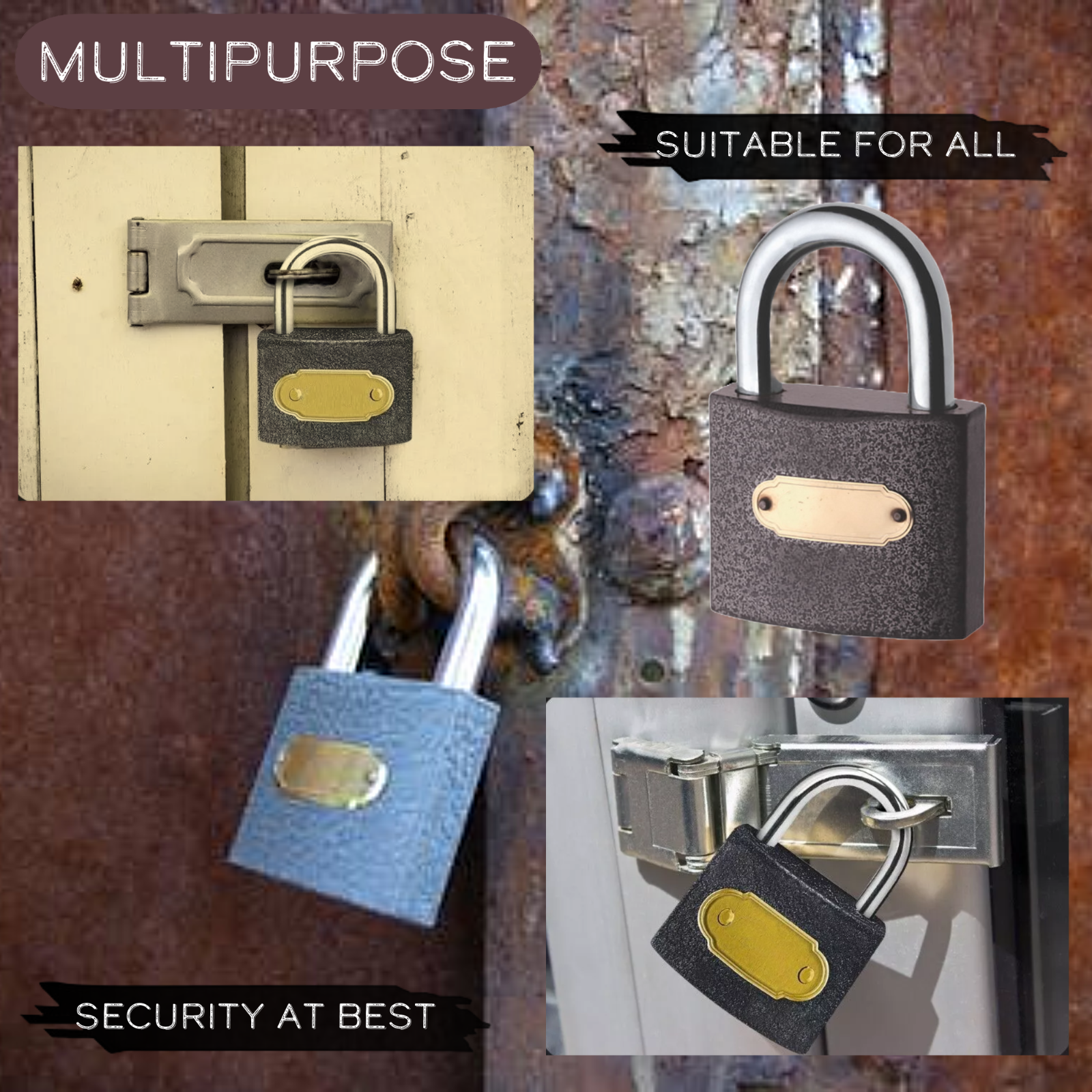 40mm Cast Iron Security Padlock Shackle Outdoor Shed Heavy Duty with 2 Keys