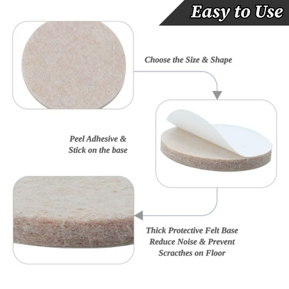 SELF ADHESIVE FELT STICKY PADS SQUARE ROUND WOOD FLOOR FURNITURE PROTECTORS 39pc