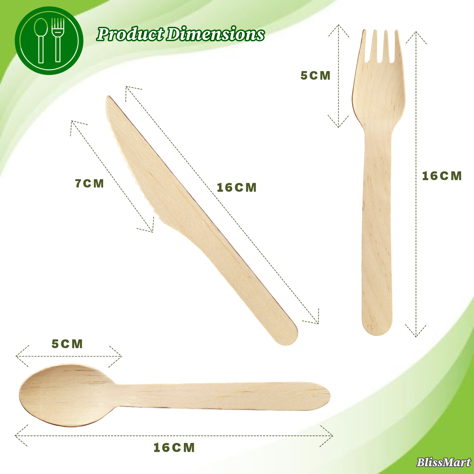 Wooden Cutlery Knives Forks Spoons Disposable Biodegradable Party BBQ ECO x 300