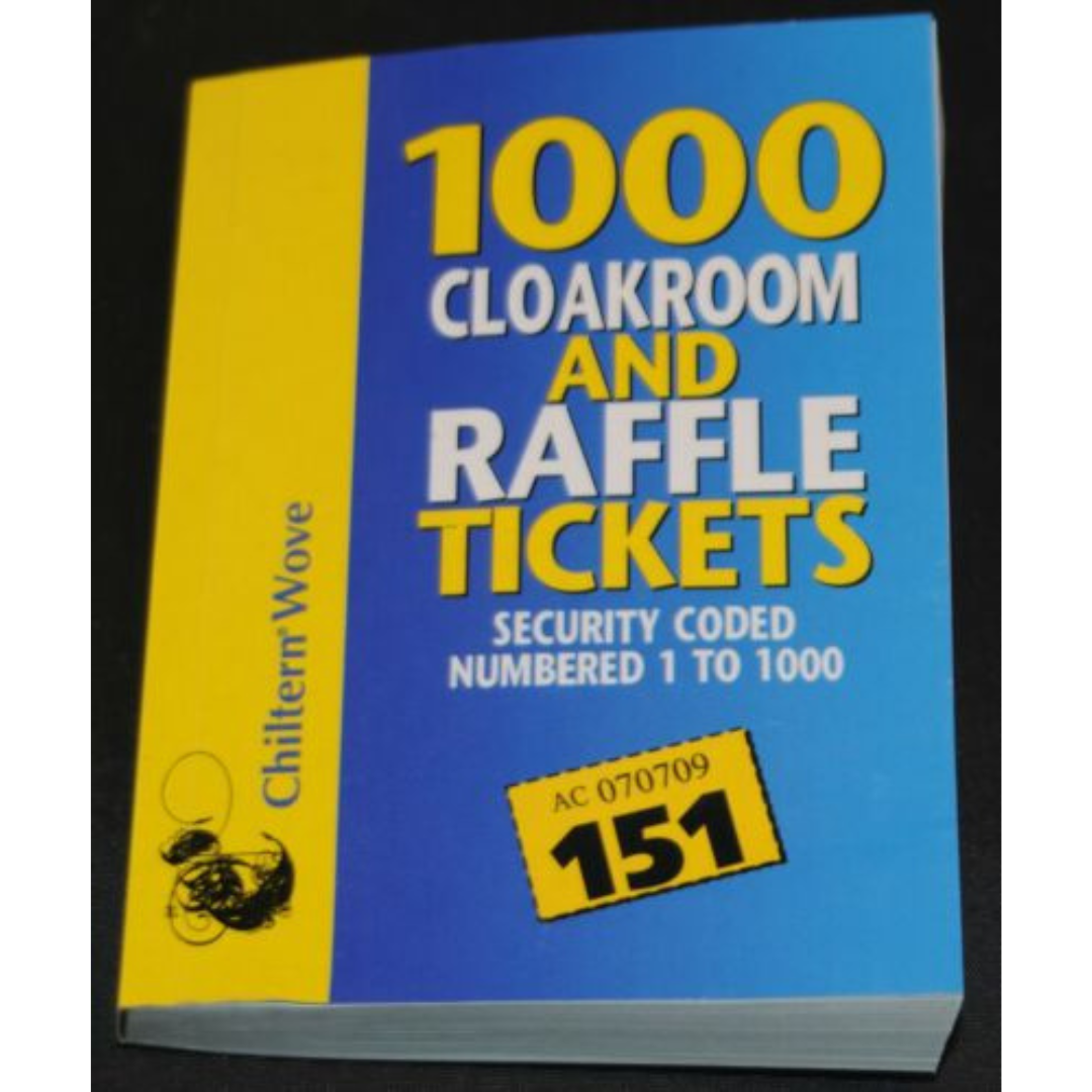 RAFFLE TICKET BOOK Cloakroom Tombola Security Coded Numbered 1-1000 FAST P&P