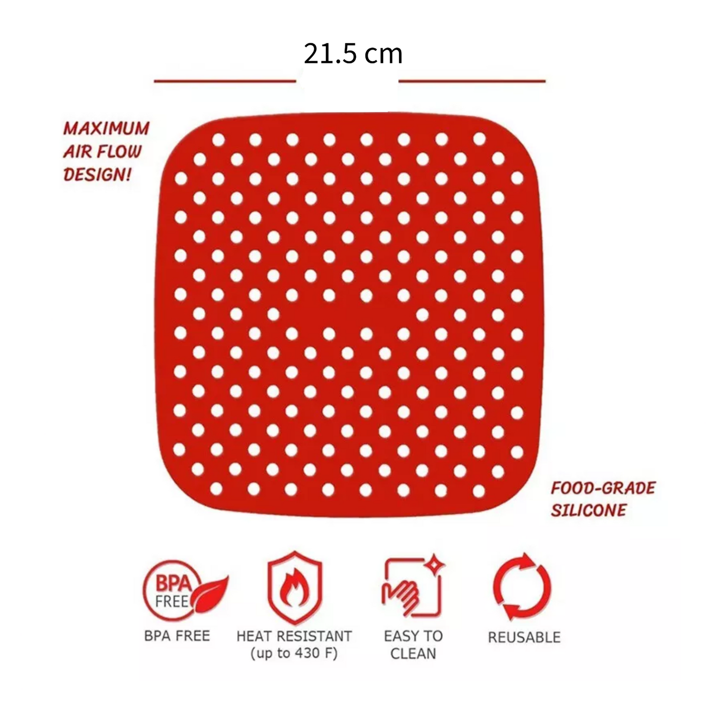 Reusable Air Fryer Silicone Pot Basket Oven Baking Liners Mat Tray Non Stick