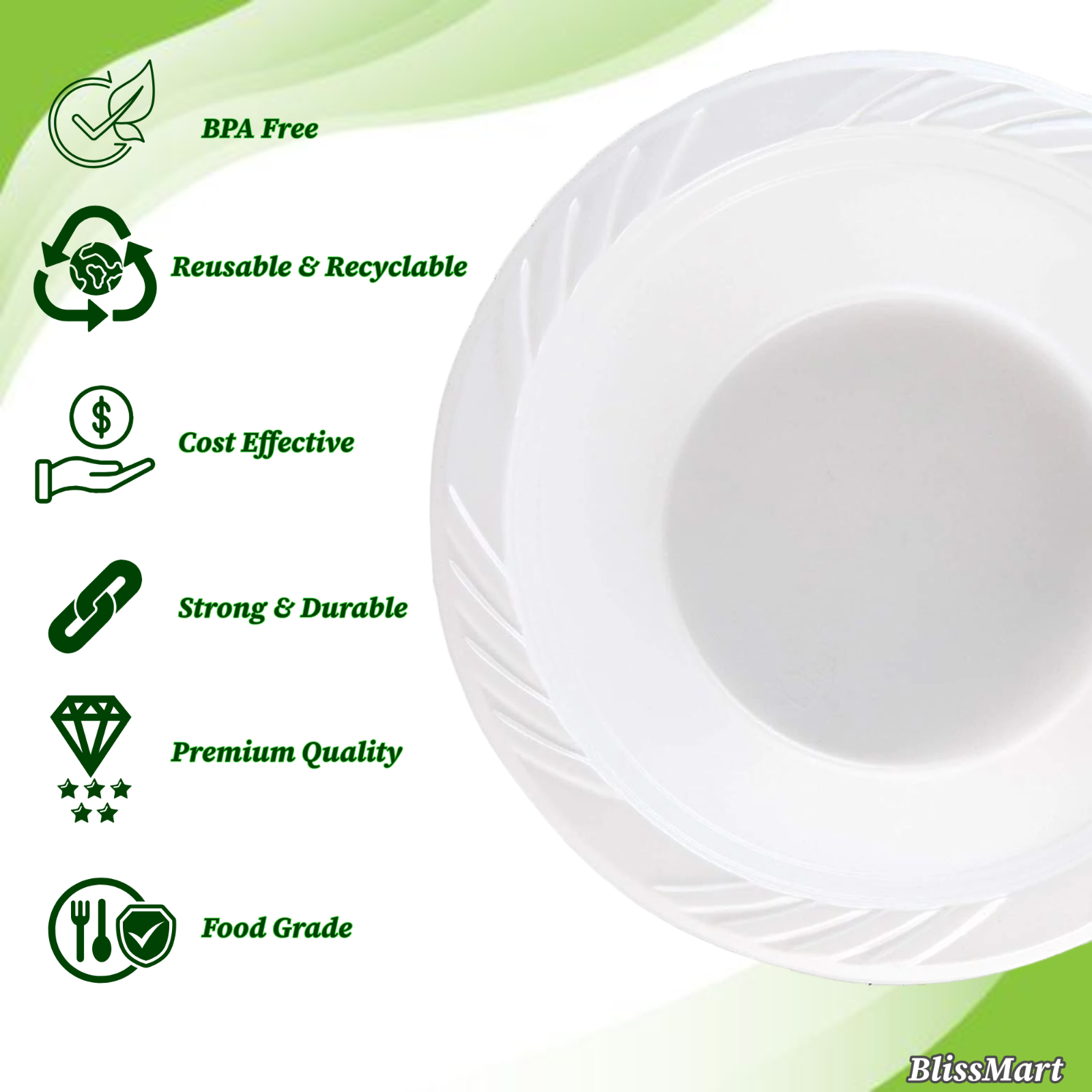 White Plastic Bowl Disposable 7oz 12oz bowl Dessert Soup Party Birthday Reusable