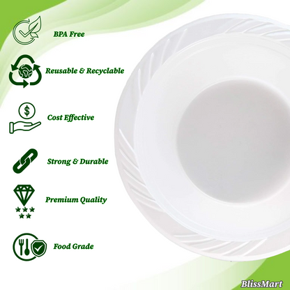 White Plastic Bowl Disposable 7oz 12oz bowl Dessert Soup Party Birthday Reusable