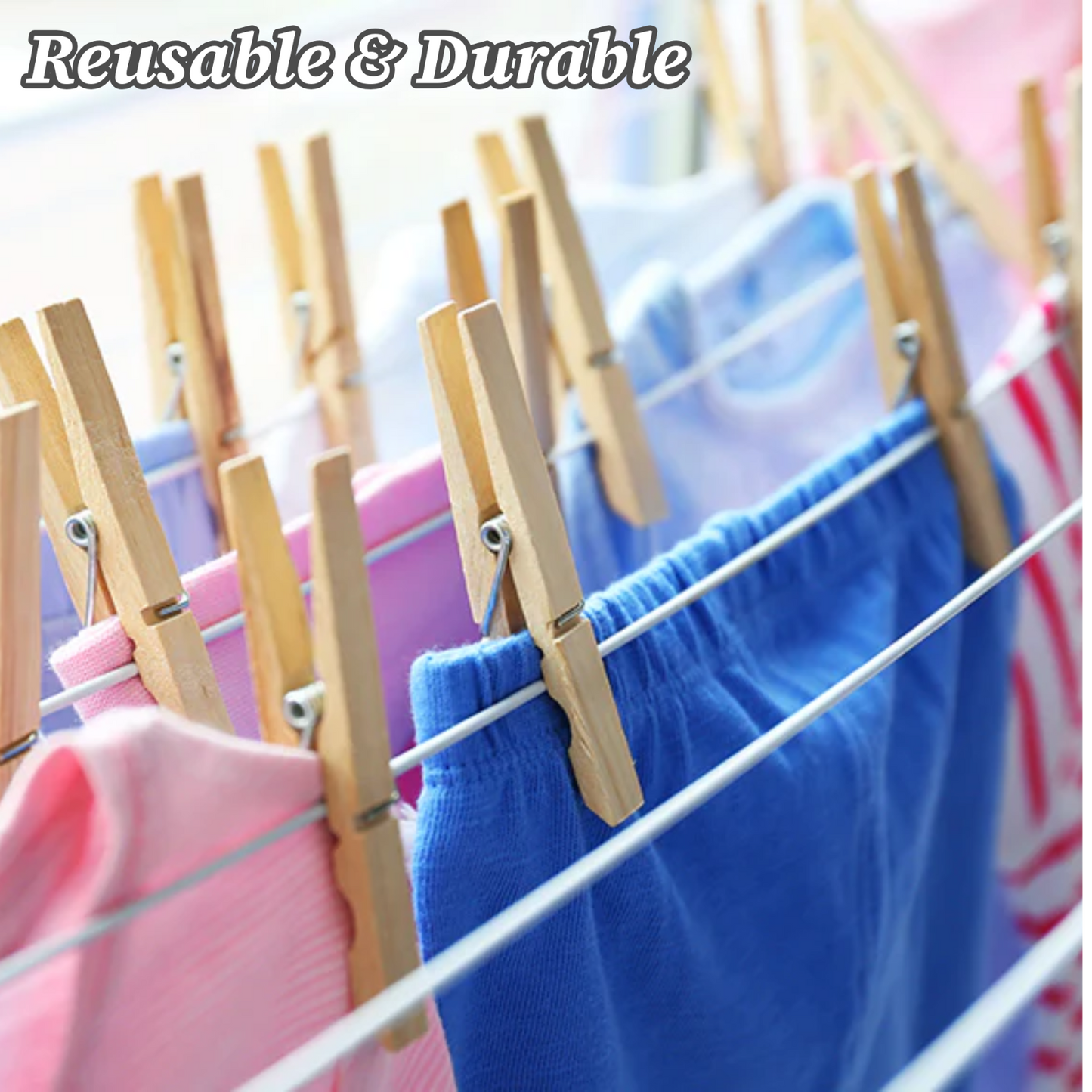 Solid Wooden Clothes Pegs Clips Washing Line Airer Rotary Garden Dry Laundry