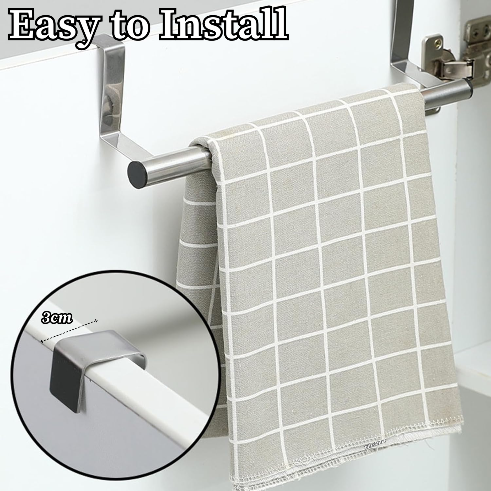 2 Extendable Over Chrome Cabinet Towel Rail Holder Bathroom Kitchen Storage Rack