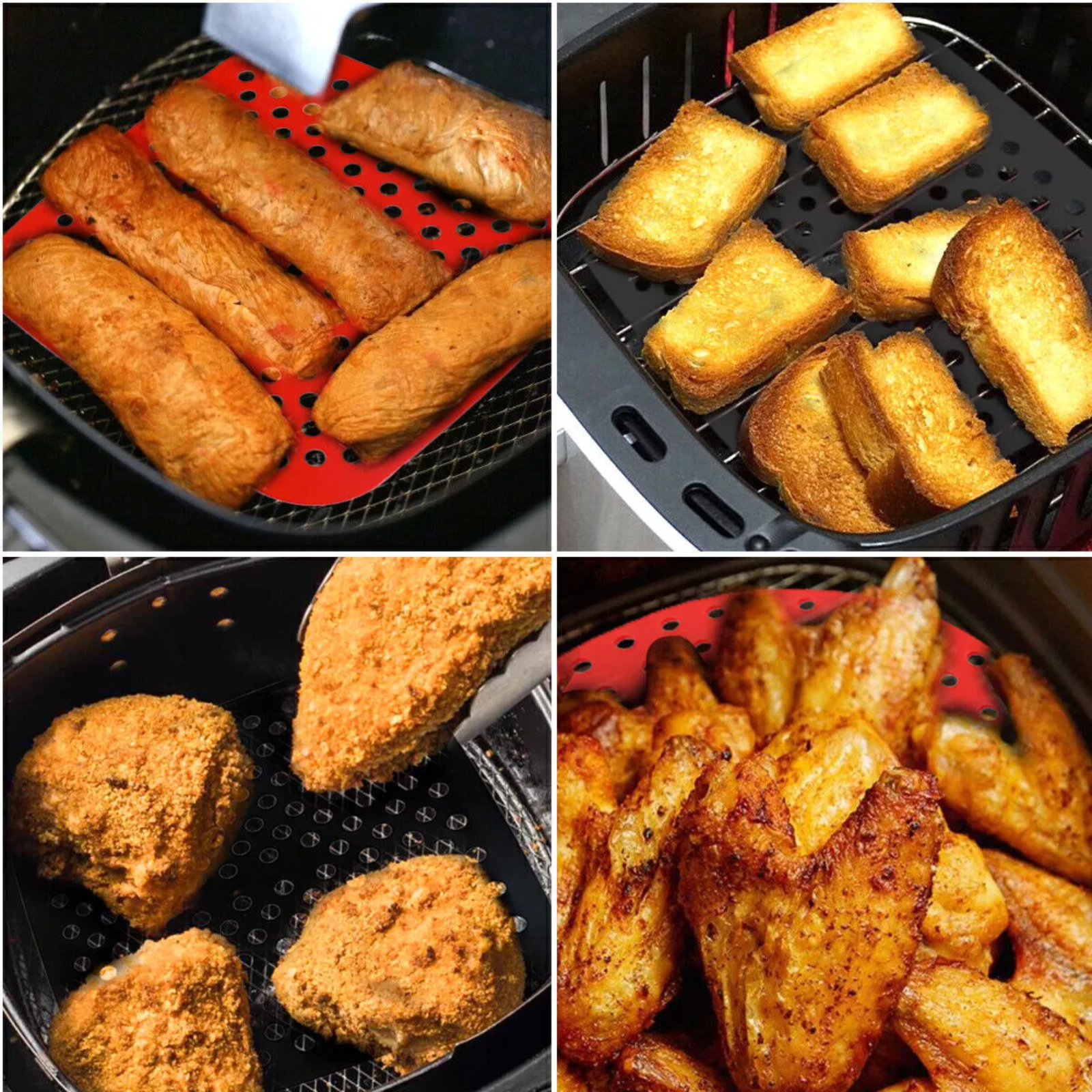Reusable Air Fryer Silicone Pot Basket Oven Baking Liners Mat Tray Non Stick