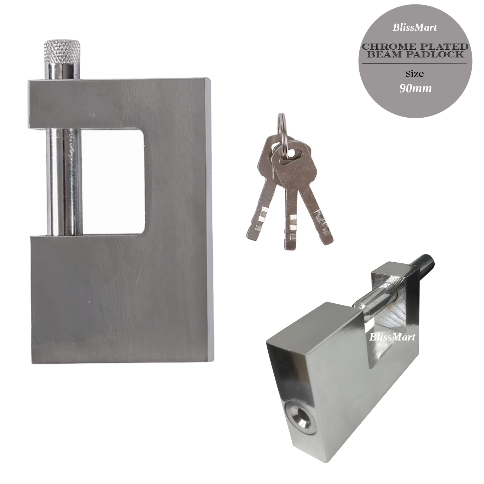 90MM HEAVY DUTY BEAM PADLOCK CONTAINER SHUTTER WAREHOUSE SECURITY LOCK 3 KEYS