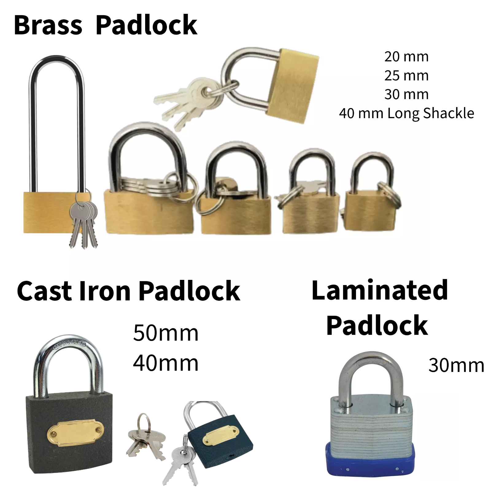 Brass Padlock Small Durable Lightweight For Suitcase Gym Locker Cabinet 20-40mm