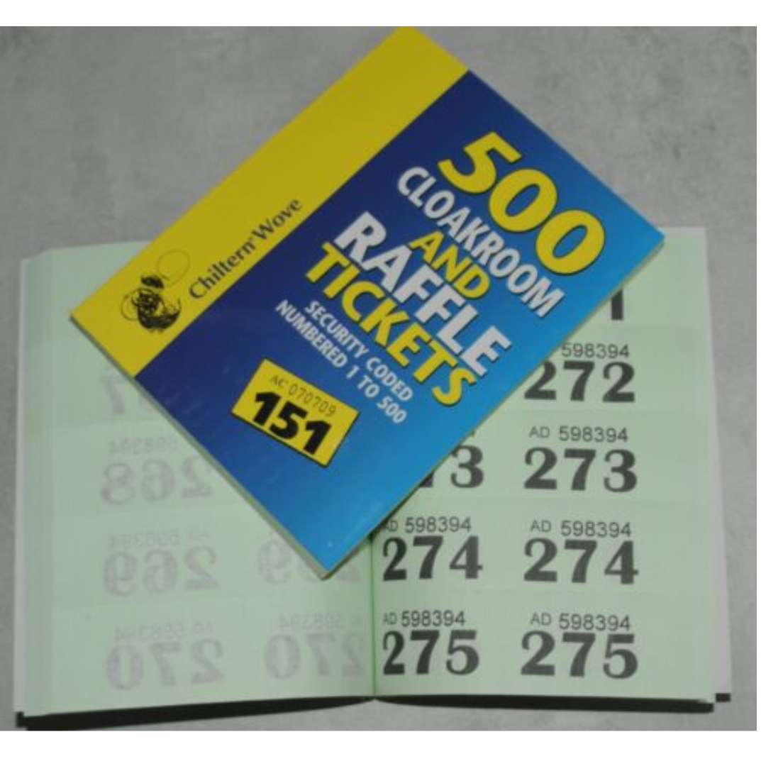 RAFFLE TICKET BOOK Cloakroom Tombola Security Coded Numbered 1-1000 FAST P&P