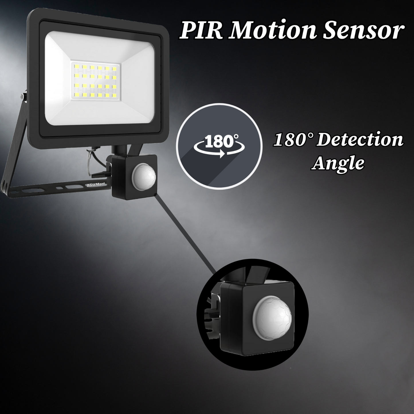LED Flood Light With PIR Motion Sensor Floodlight Outdoor Garden Security Lamp
