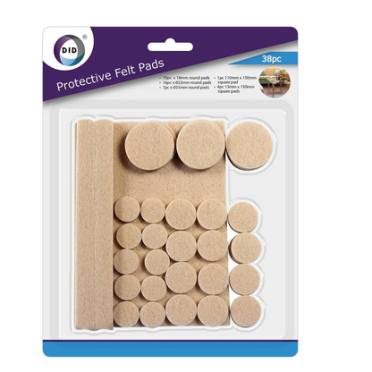 SELF ADHESIVE FELT STICKY PADS SQUARE ROUND WOOD FLOOR FURNITURE PROTECTORS 39pc