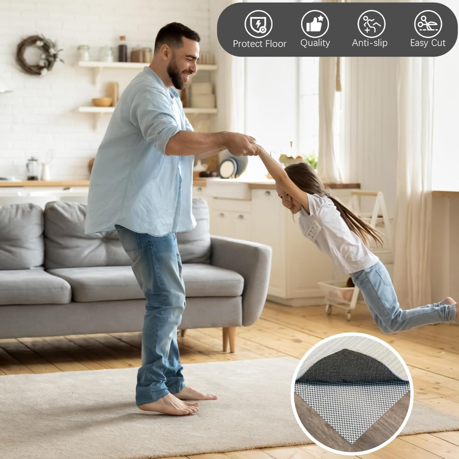 NON SLIP GRIP MAT 30 x 150cm ANTISLIP CARPET RUG CAR DASH HOME GARAGE SHED LINER
