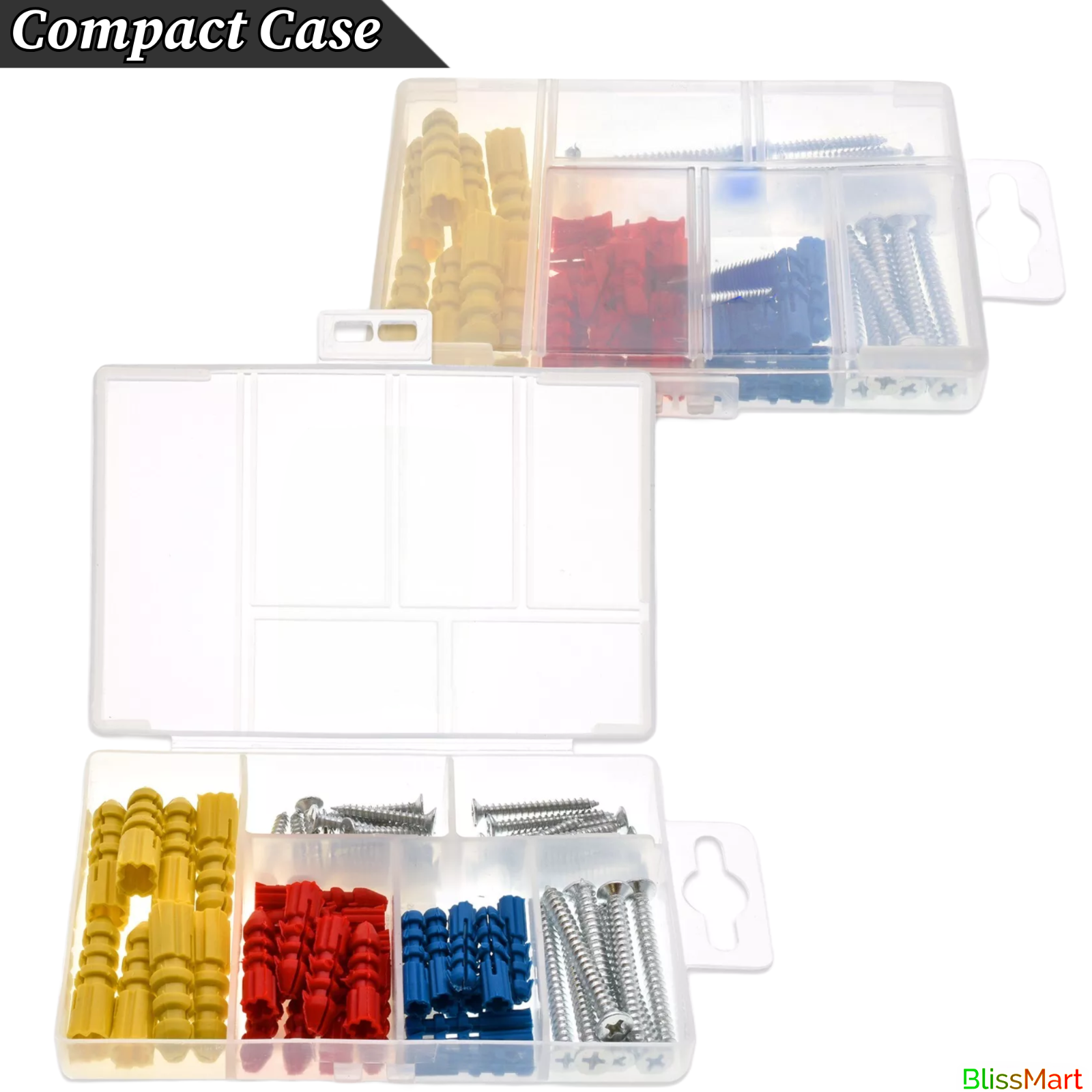 Wall Plugs. Assorted Raw Rawl Plugs with Screws. 60pc Rawlplugs and Screws set
