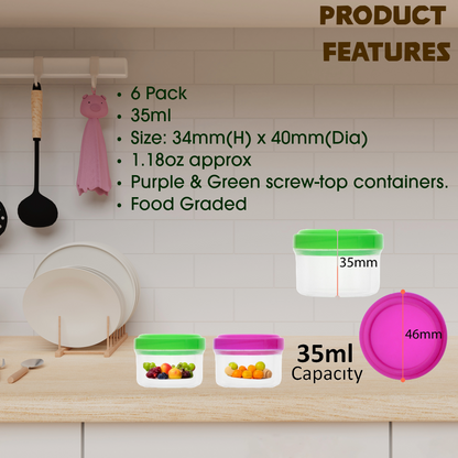 Mini Plastic Storage Containers Clear small boxes Jewellery box Food Pots 6PCS