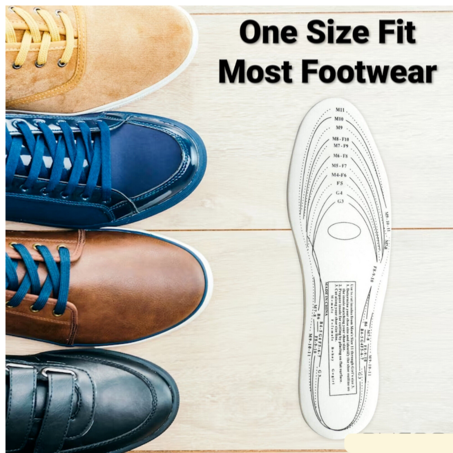 Shoe Insoles Insert Anti Odours Cotton Leather  Insole Men Women Sports 2 Pair
