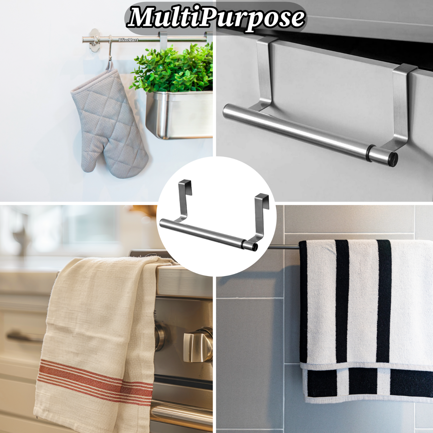 2 Extendable Over Chrome Cabinet Towel Rail Holder Bathroom Kitchen Storage Rack