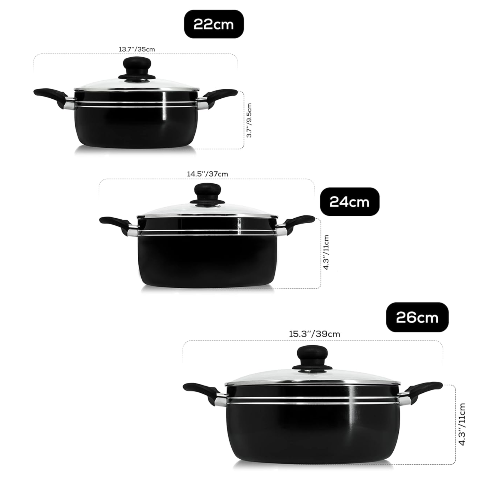 Stock Pot Non Stick Saucepan Cooking Casserole Pots Pans Cookware Marble Coated