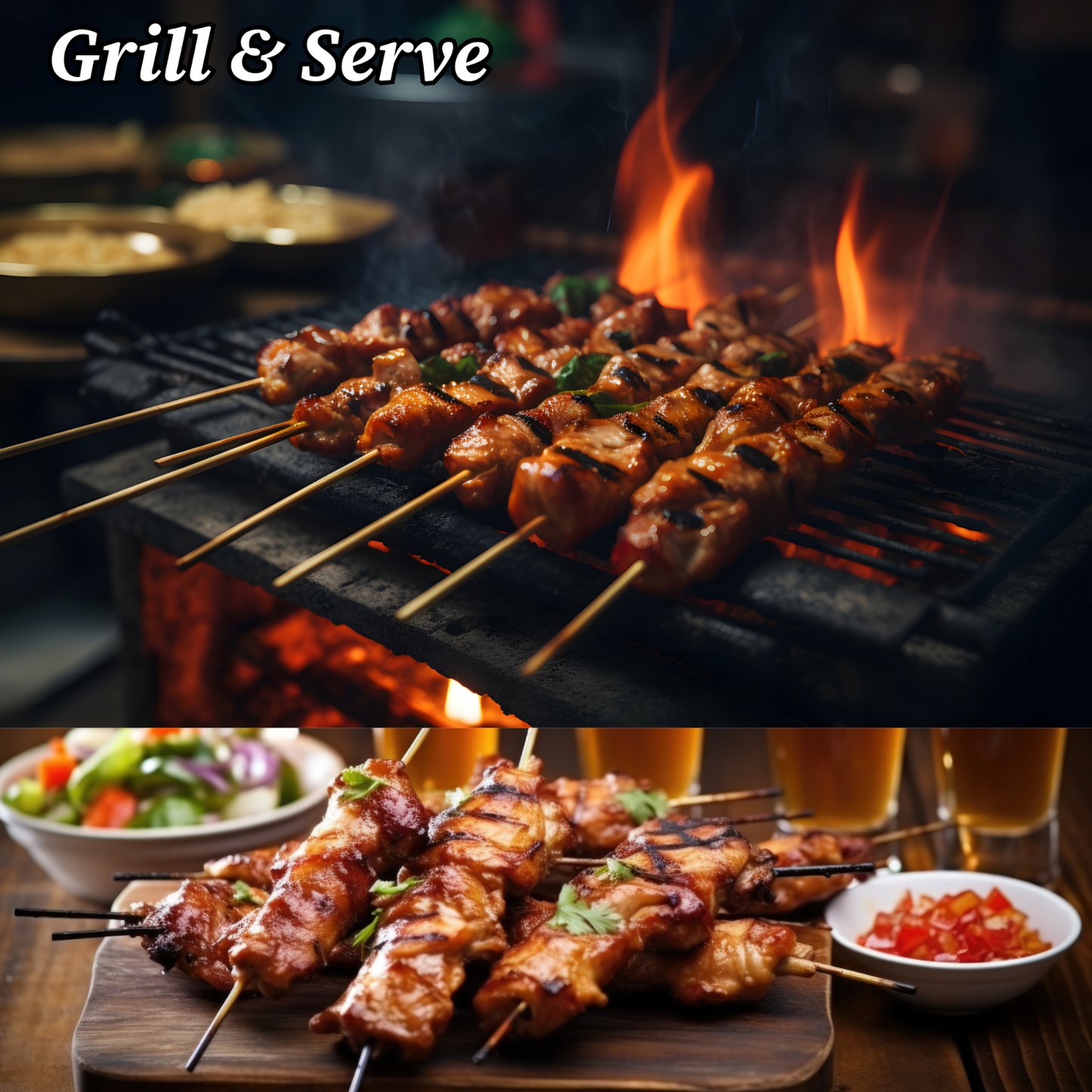 BBQ BAMBOO STICKS Wooden Skewers Kebab Fruit Chocolate Fountain Sticks 2 Sizes