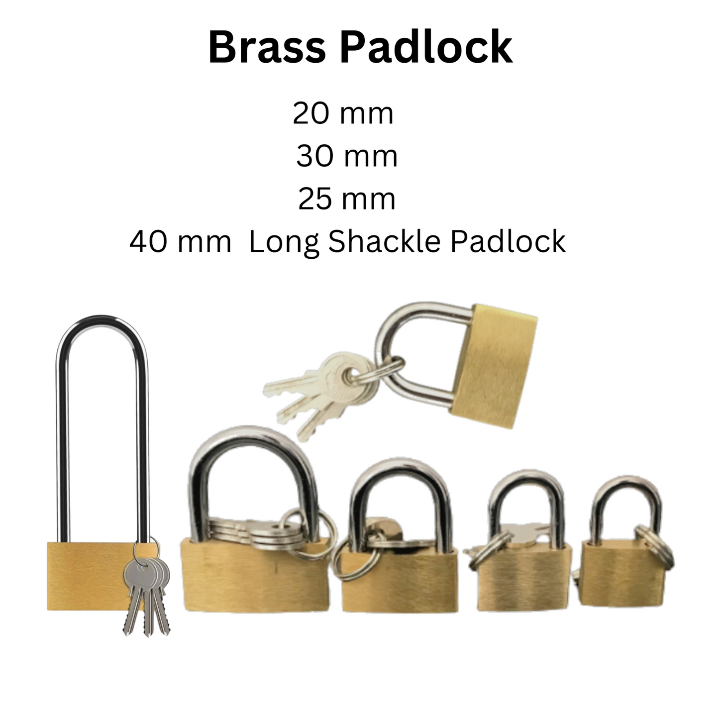 Brass Padlock Small Durable Lightweight For Suitcase Gym Locker Cabinet 20-40mm