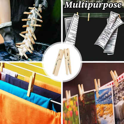 Solid Wooden Clothes Pegs Clips Washing Line Airer Rotary Garden Dry Laundry