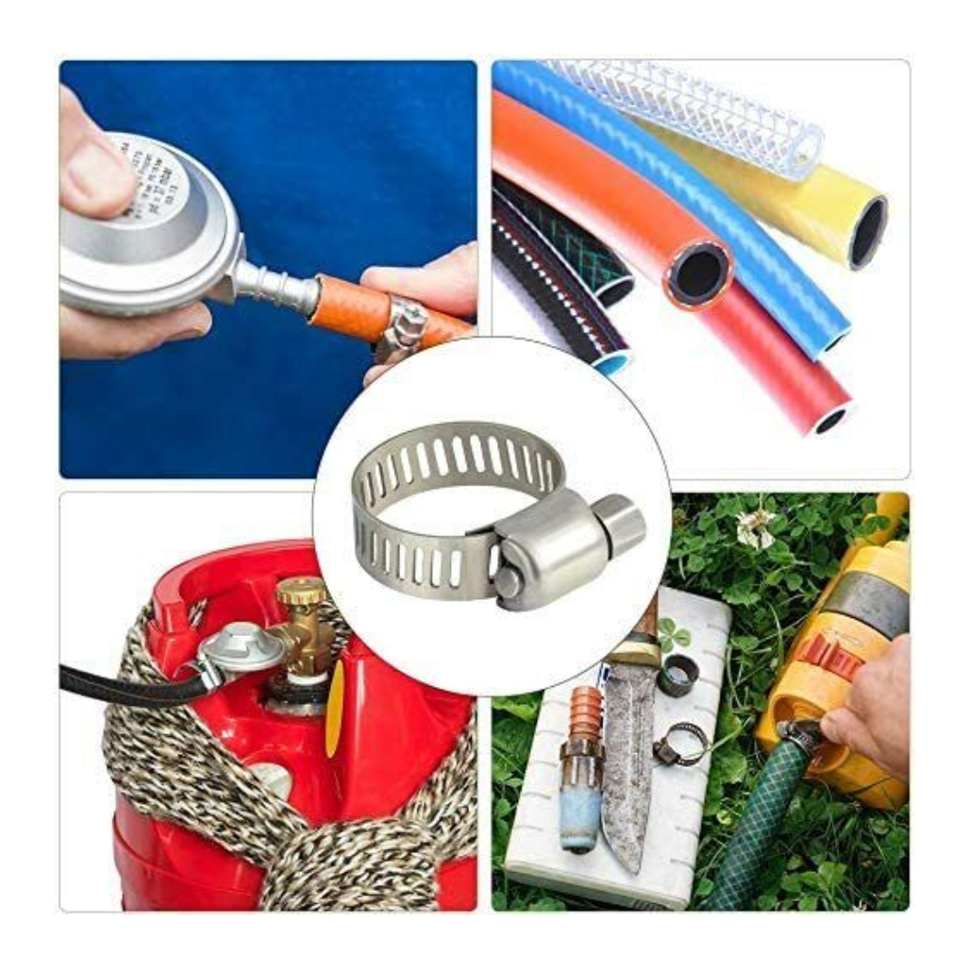 Assorted Stainless Steel Hose Clamp Kit Adjustable Clips Set Garden Home 10pcs
