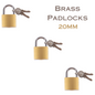 Brass Padlock Small Durable Portable Gym Locker Suitcase Cabinet Shed 20mm x3