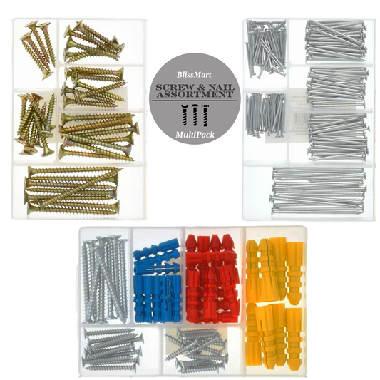 NAIL/SCREW/PLUG ASSORTED SET Tack Rawl Wall Anchor Galvanised Wood Fixing Kit