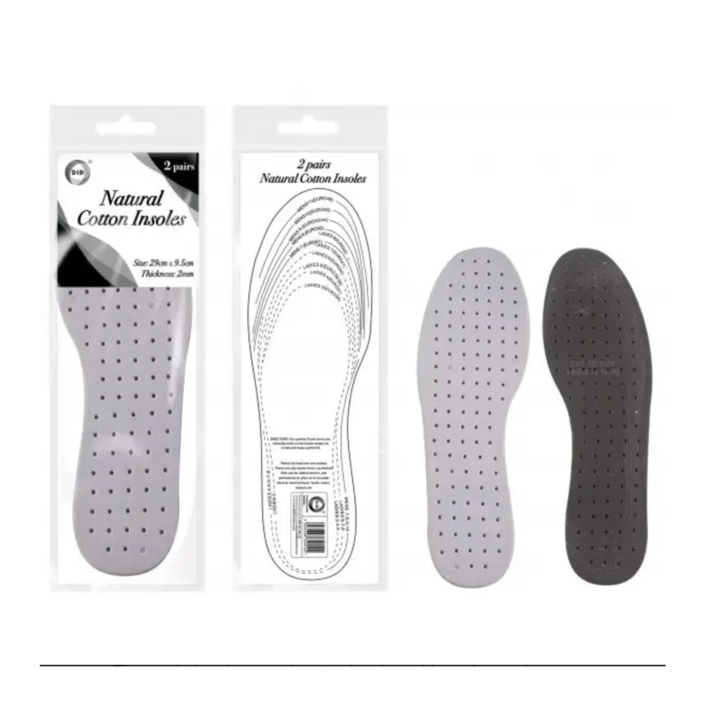 Shoe Insoles Insert Anti Odours Cotton Leather  Insole Men Women Sports 2 Pair