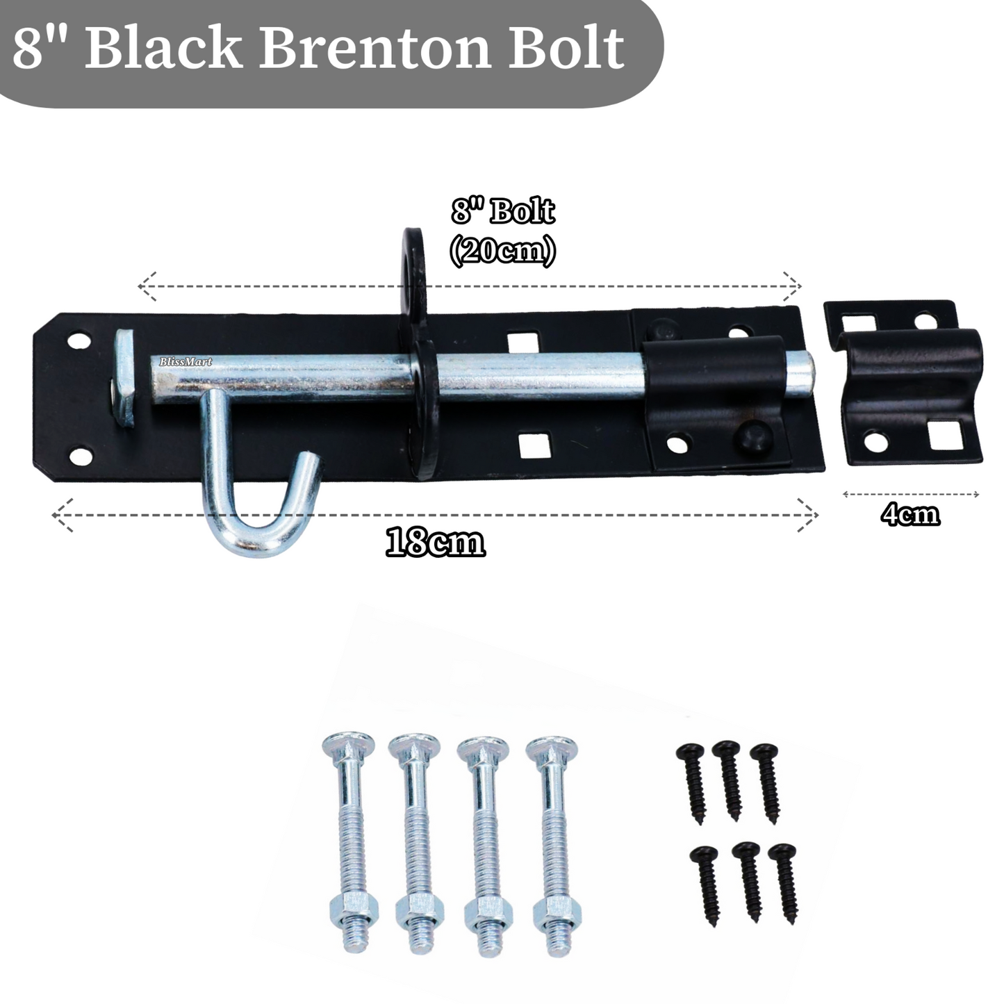 Brenton Pad Bolt Heavy Duty 4"6"8" Padbolts Sliding Gate Latch Garage Door Lock
