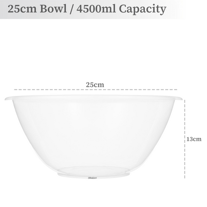 Clear Plastic Mixing Bowls Round Kitchen Baking Salad Serving Bowl Fruit 20/28cm