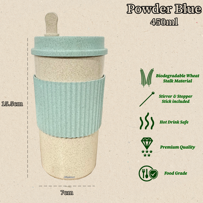 Travel Coffee Cup Reusable Eco Friendly Coffee Travel Mug Wheat Stalk Material