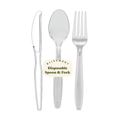 Clear Plastic Cutlery Spoons Forks Knives Reusable for Catering Parties 50 Pack