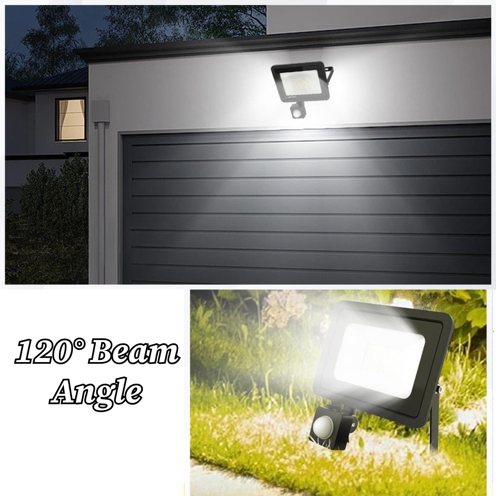 LED Flood Light With PIR Motion Sensor Floodlight Outdoor Garden Security Lamp