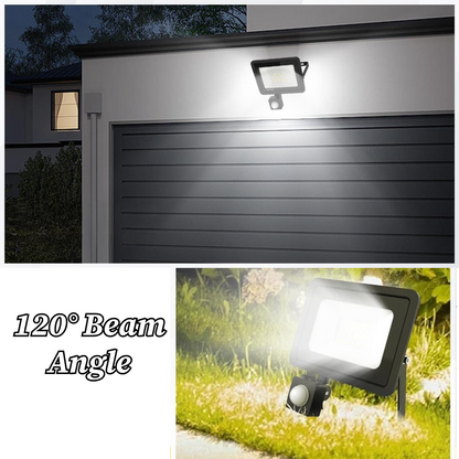 LED Flood Light With PIR Motion Sensor Floodlight Outdoor Garden Security Lamp