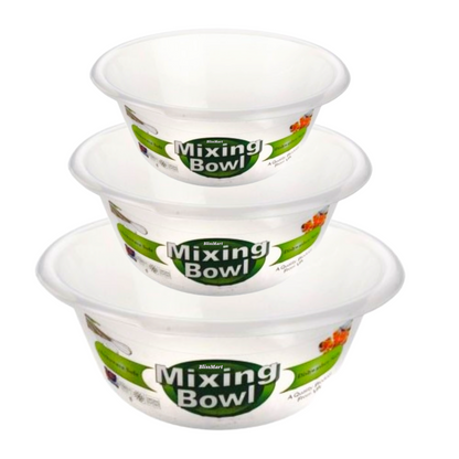 Clear Plastic Round MIXING BOWL Salad Serving Set Baking Kitchen Stirring Bowls