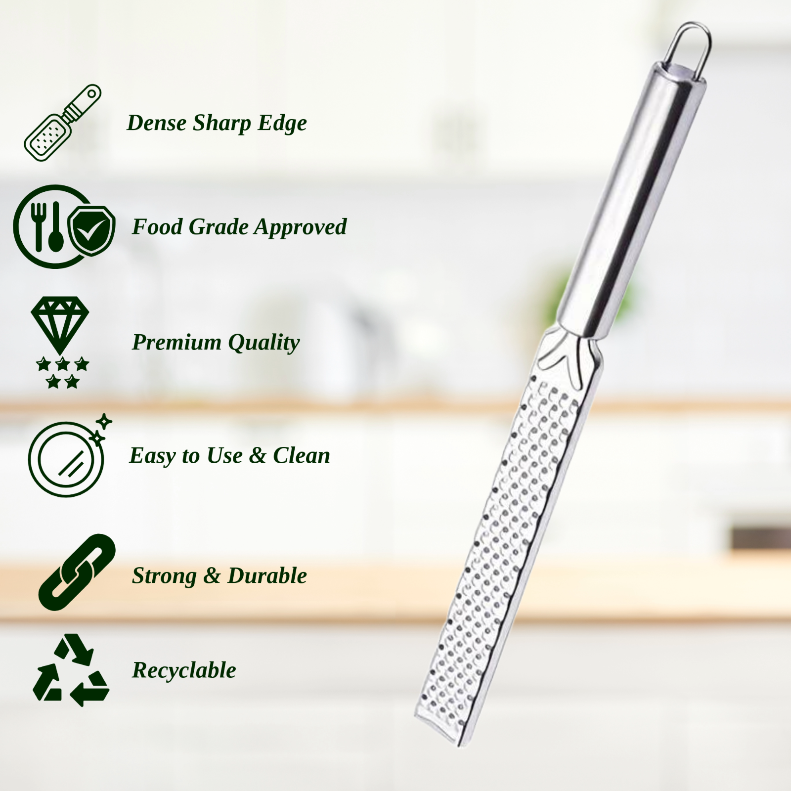 Lemon Zester Cheese Grater Stainless Steel Parmesan Spice, Ginger Citrus Zester