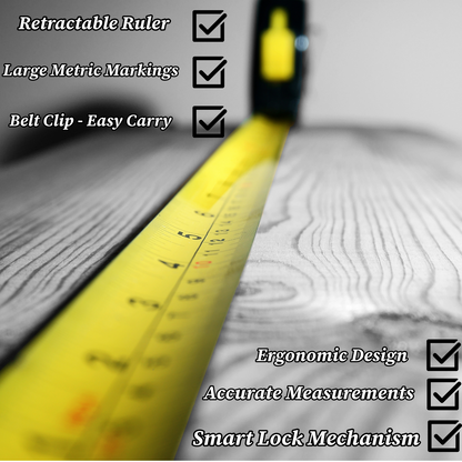 Measure Measuring Tape | 7.5m x 24mm Retractable Tape Durable imperial DIY