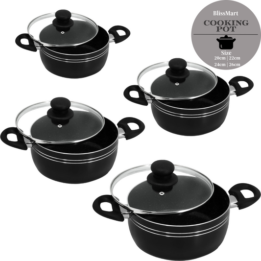 Stock Pot Non Stick Saucepan Cooking Casserole Pots Pans Cookware Marble Coated