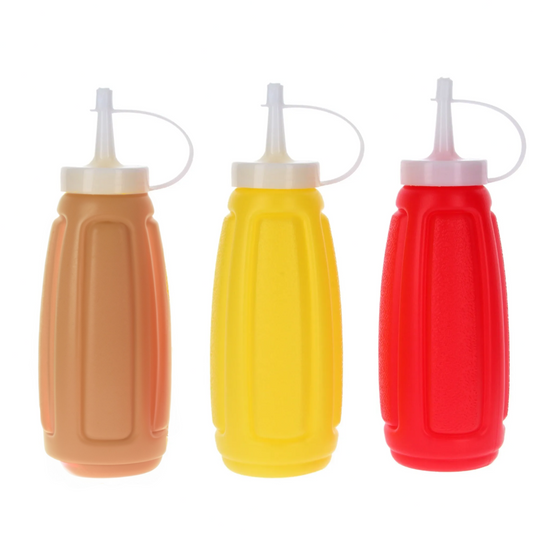 Widemouth Squeeze Sauce Bottle/Dispenser, Mayo/Ketchup/Mustard, Condiment 3 Pcs