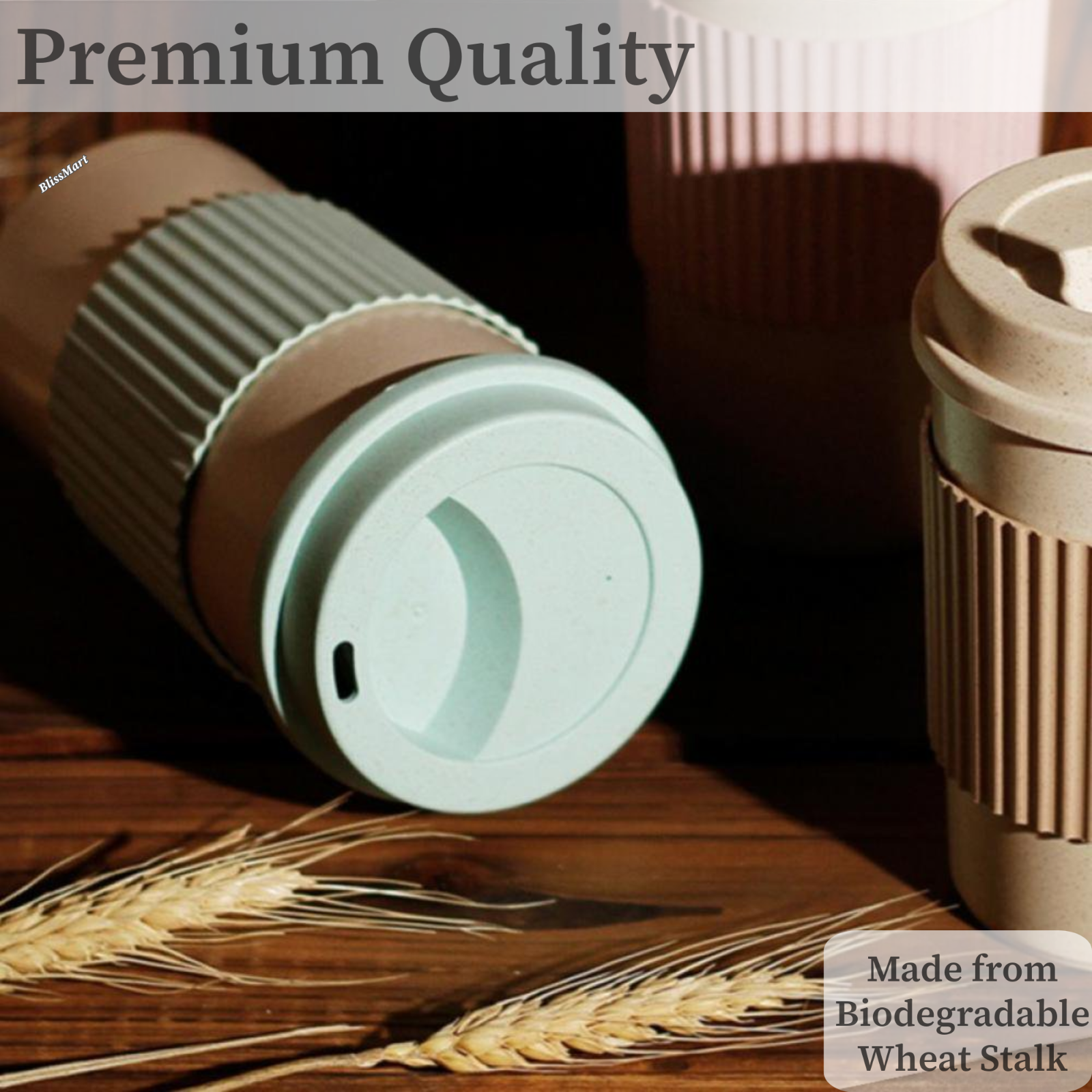 Travel Coffee Cup Reusable Eco Friendly Coffee Travel Mug Wheat Stalk Material