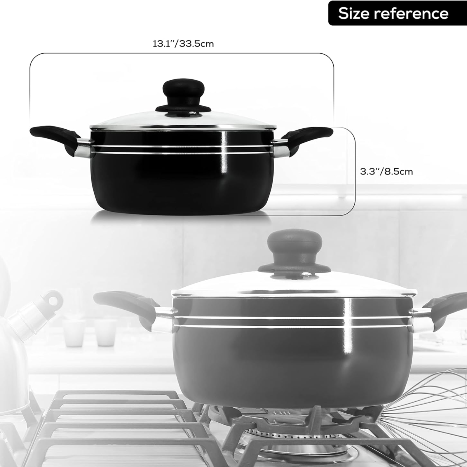 Stock Pot Non Stick Saucepan Cooking Casserole Pots Pans Cookware Marble Coated