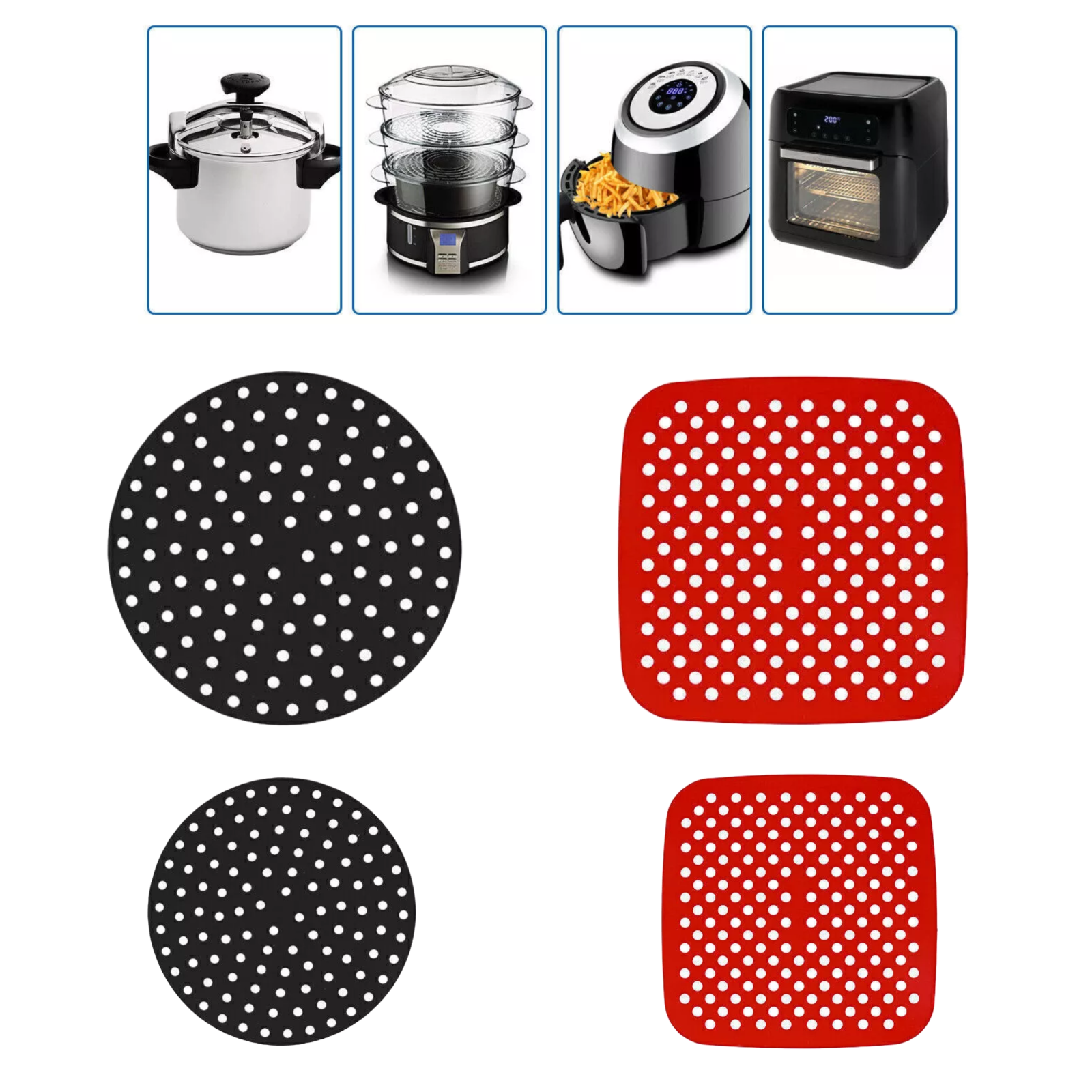 Reusable Air Fryer Silicone Pot Basket Oven Baking Liners Mat Tray Non Stick