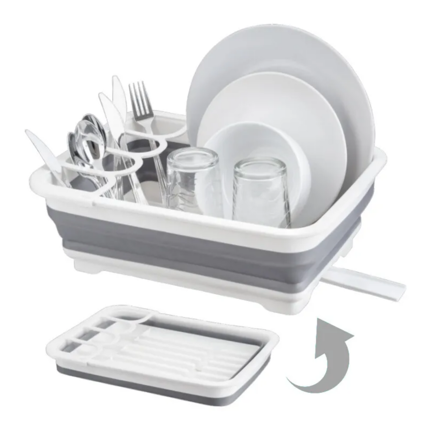 BlissMart Collapsible Dish Drainer Drying Rack Space-Saving With Cutlery Divider