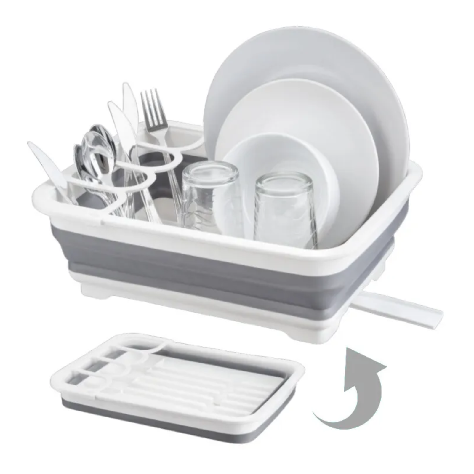 BlissMart Collapsible Dish Drainer Drying Rack Space-Saving With Cutlery Divider