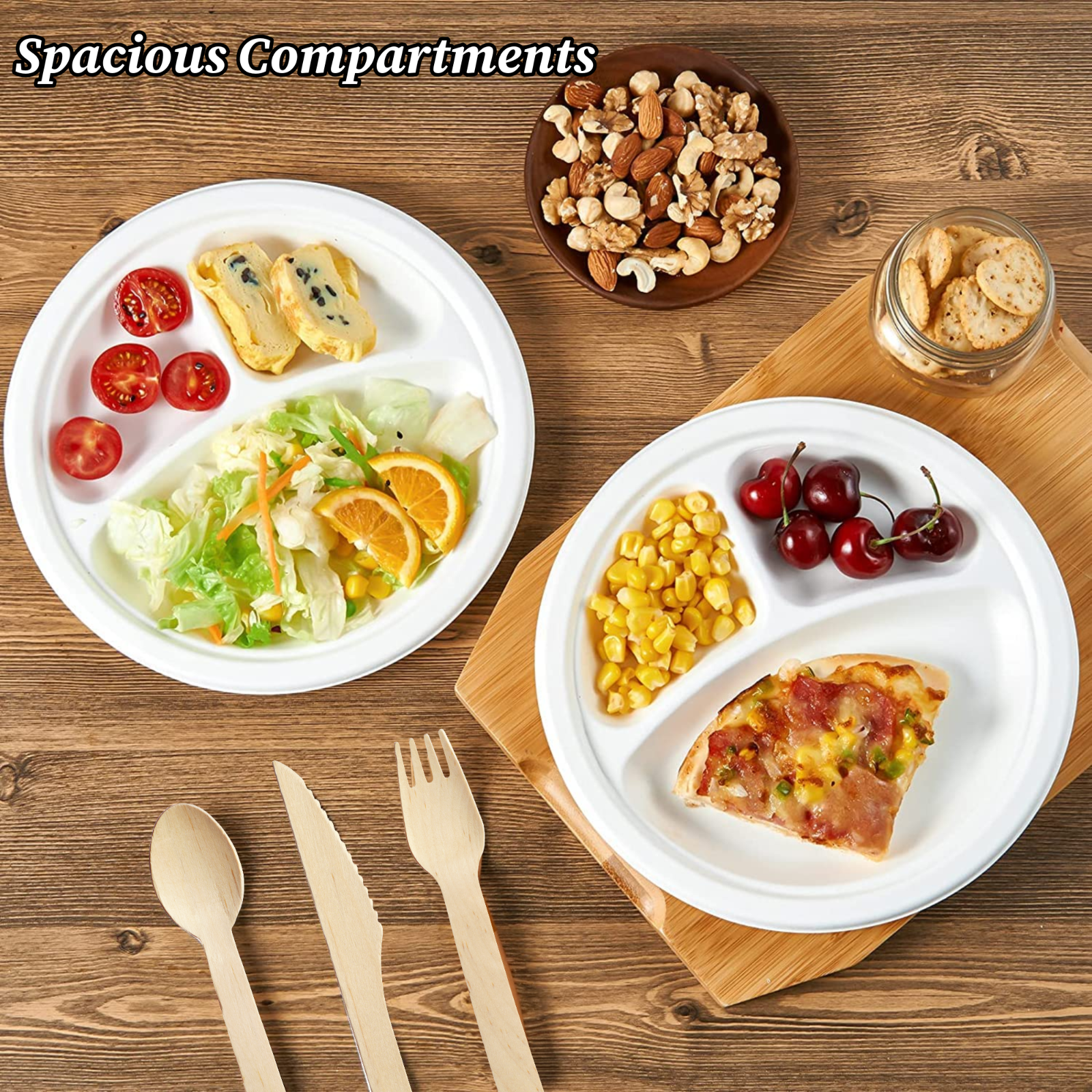 Wooden Cutlery Knives Forks Spoons Disposable Biodegradable Party BBQ ECO x 300