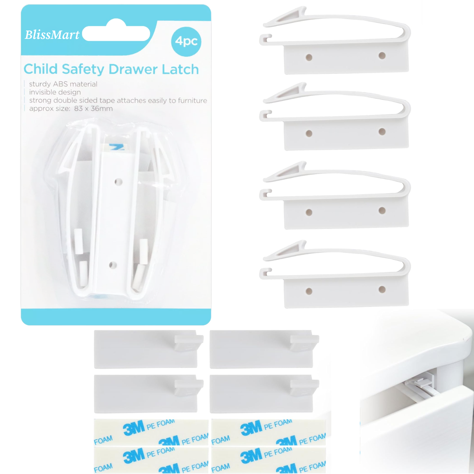 Child Safety Cupboard Locks Child Safety Catches Locks Baby Proofing 2 Pcs