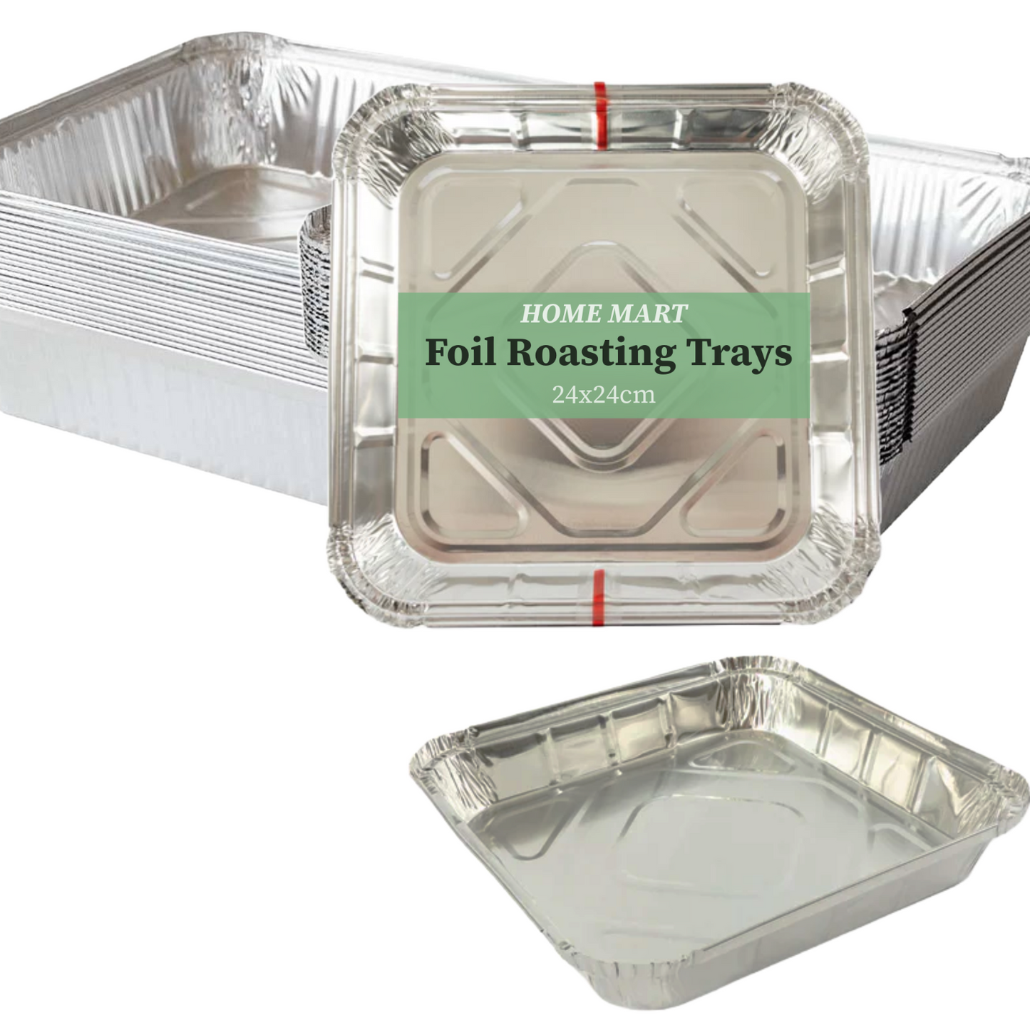 Square Foil Trays Disposable Aluminium Baking Roasting Tray Deep Tin 24 x 24 cm