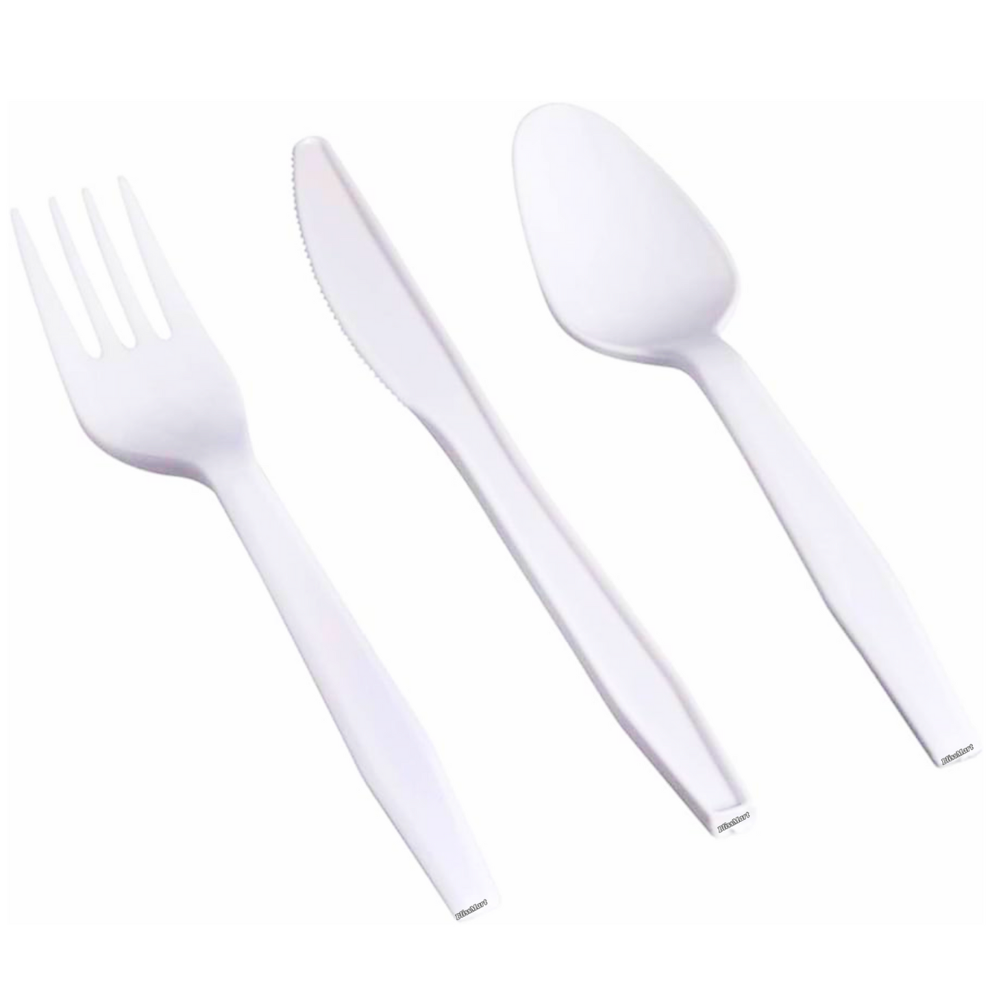 White Plastic Cutlery Set Spoons Forks Knives Cutlery Disposable Reusable 200Pc