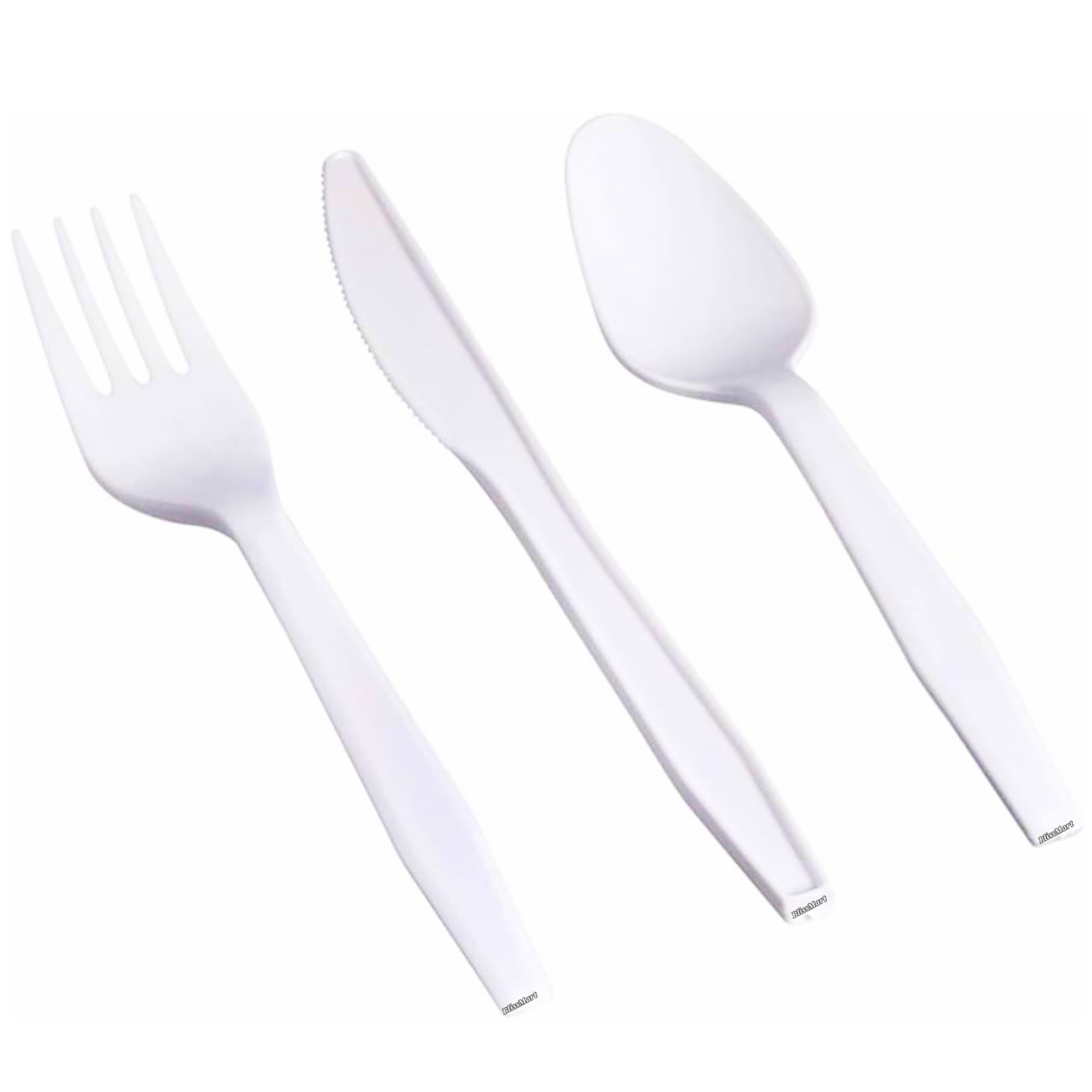 White Plastic Cutlery Set Spoons Forks Knives Cutlery Disposable Reusable 200Pc